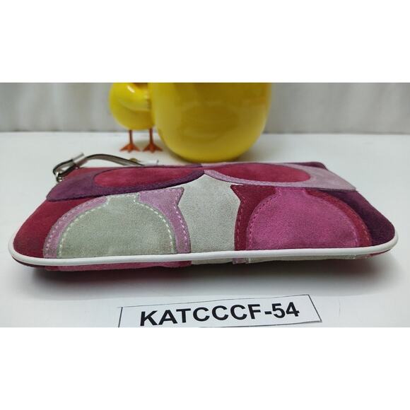 Coach Gallery Optic Signature C Multicolor Suede Leather Trim Wristlet Wallet - Picture 6 of 11